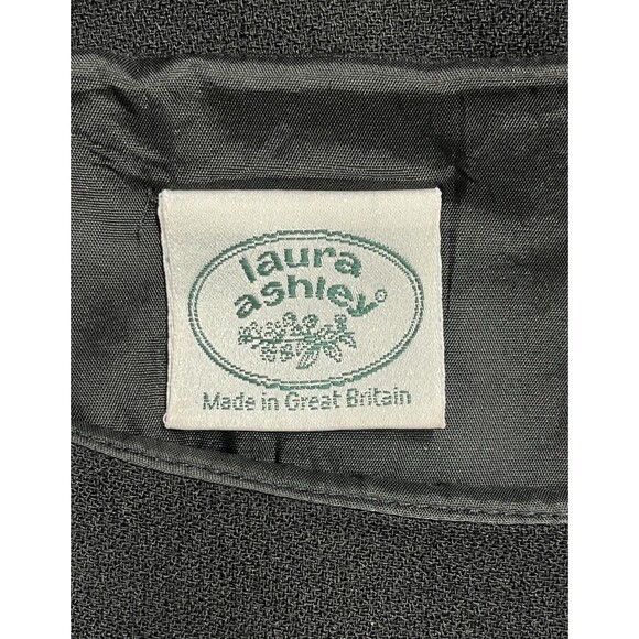 VTG Laura Ashley Black Dress Bow Front Satin Trim Audrey Hepburn 50s’ Sz 6 - Picture 8 of 14